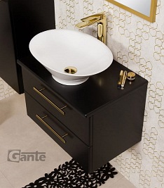 Szafka łazienkowa wisząca 60 cm czarny mat z umywalką nablatową Belli Gold Gante