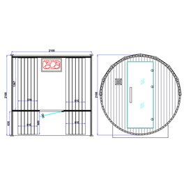 Sauna fińska ogrodowa zewnętrzna beczka 6 osobowa 210x210 Tromso