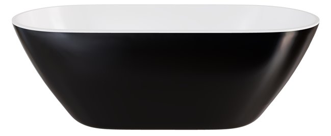 Moya B&W Besco czarno biała wanna wolnostojąca 160 cm korek klik-klak czyszczony od góry chrom WMD-160-MWC