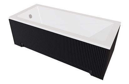 Czarno biała ryflowana wanna prostokątna z obudową 160 cm Modern Besco