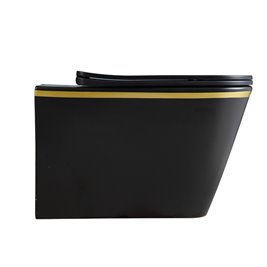 Czarna matowa miska wc złoty rant wisząca Rimless 4.0 RAIN-MTB-GL-RIM-03 Hydrosan