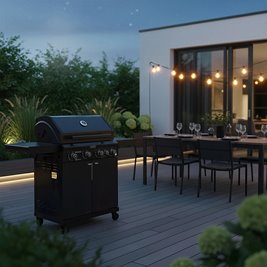 Grill gazowy ZEUS-C kolor czarny ruszt żeliwny moc 14,5 kW + pokrowiec + palnik boczny + LED zdjęcie 21