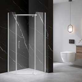 Biała kabina prysznicowa pięciokątna 80x80 drzwi uchylne KZ91A