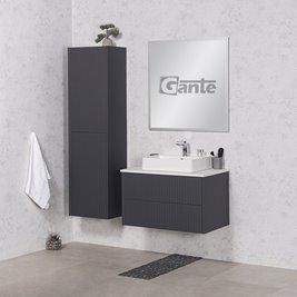 Szafka łazienkowa wisząca frezowana z umywalką 80 cm Mirage kolor szary mat