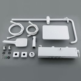 Biały zestaw prysznicowy natynkowy z termostatem F19-WH LCD