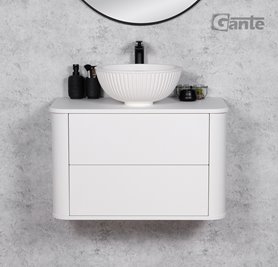 Szafka łazienkowa wisząca LILIA SMOOTH 80 cm biały mat z umywalką Gante