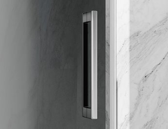 Drzwi prysznicowe rozsuwane prawe/lewe do wnęki 132-141 cm szkło 8mm grafitowe profile chrom Swiss Liniger