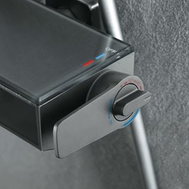 Grafitowy zestaw prysznicowy natynkowy z termostatem F19-GR LCD