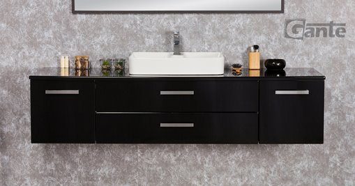 Czarna szafka wisząca z umywalką 180 cm Luna seria Fokus C