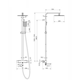 Kolumna natryskowa w kolorze czarnym termostat z wylewką deszczownica kwadratowa CMN02TBLW Ango Corsan