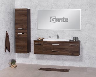 Szafka łazienkowa wisząca z umywalką nablatową 140 cm 39/2 Fokus kolor orzech