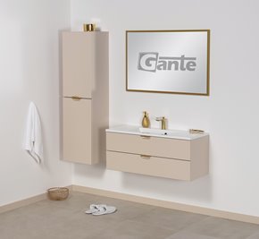 Szafka łazienkowa piaskowa z umywalką złoty uchwyt 100 cm Magnolia Gante