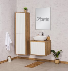Szafka łazienkowa wisząca z umywalką dąb naturalny/biały mat 60 cm Venus Gante