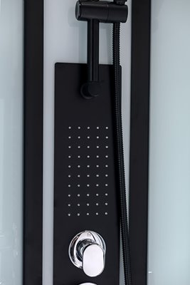 Biała kabina prysznicowa zabudowana 4 ściany na niskim brodziku 90x90 MO-0307