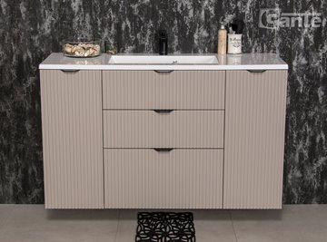 Szafka łazienkowa z lamelami wisząca z umywalką 120 cm 39/3 Victa Lamello kolor fume mat