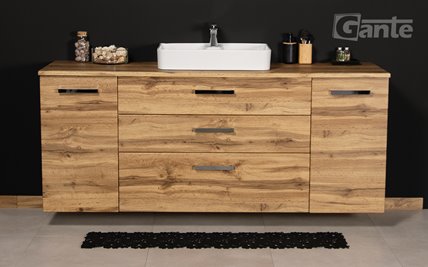 Szafka wisząca z umywalką 180 cm kolor dąb naturalny C3 seria Fokus NE