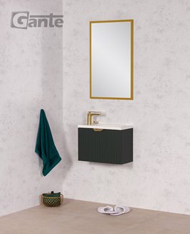 Szafka łazienkowa wisząca z umywalką zielony mat 50 cm Fresco Gante