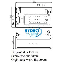 Wanna z hydromasażem prostokątna 180x100 cm Niagara 911