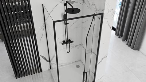 Czarna kabina prysznicowa, narożna 70x90 Rapid Swing Rea