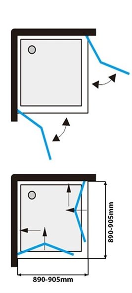 Złota szczotkowana kabina prysznicowa kwadratowa drzwi składane 90x90 ZES-KZ08C-GL-BR-90