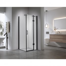 Czarna kabina prysznicowa 90x90 kwadratowa drzwi uchylne KZ1390BB