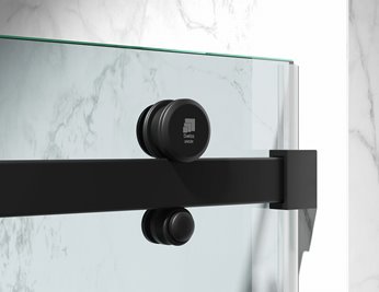 Drzwi prysznicowe rozsuwane prawe/lewe do wnęki 88-91 cm szkło 8mm przeźroczyste profile czarny mat Swiss Liniger