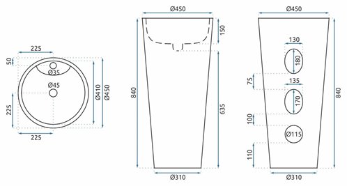 Umywalka wolnostojąca ceramiczna Anya Granit Mat Rea