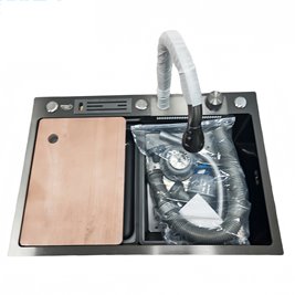 Zlewozmywak kuchenny stalowy jednokomorowy czarny COBA 75X46 ASI 304