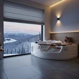 Wanna z hydromasażem narożna podgrzewacz wody Orino 632C 135x135