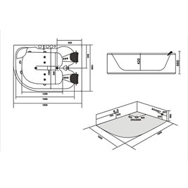 Wanna z hydromasażem podgrzewacz wody Carmen 631 L 180x120