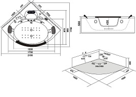 Wanna z hydromasażem narożna podgrzewacz wody 152x152 cm Tiga 604