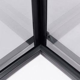 Czarna kabina prysznicowa kwadratowa Super Slim Nova 90x90 drzwi rozsuwane