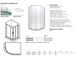 Kabina prysznicowa asymetryczna szkło mleczne 80x100 Modern Besco