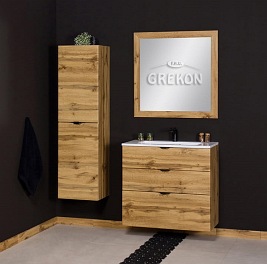 Szafka łazienkowa wisząca z umywalką dąb naturalny 80 cm Victa Gante