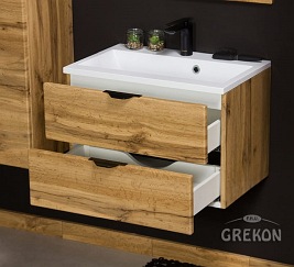 Szafka łazienkowa z umywalką wisząca dąb naturalny 60 cm Victa Gante