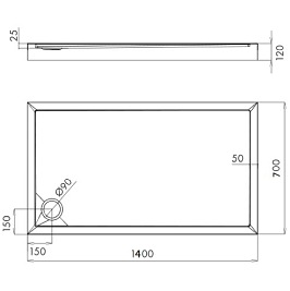 Brodzik prysznicowy na nośniku, 70x140 Camden 70/140/P
