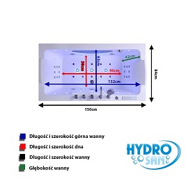 Wanna z hydromasażem 150x84 Iris 933A Hydrosan