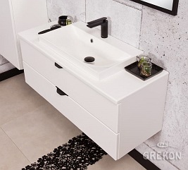 Biała szafka łazienkowa z umywalką 100 cm Liv Victa