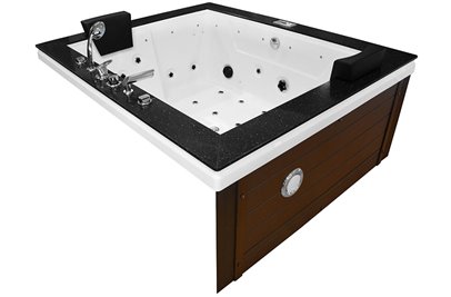 Brązowa prostokątna wanna z hydromasażem 180x150 cm MUS-1089B