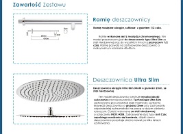 Zestaw prysznicowy podtynkowy termostat, deszczownica 30x30