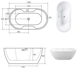 Wanna wolnostojąca korek klik-klak chrom 160 cm Navia Besco