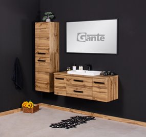 Szafka wisząca z umywalką nablatową 120 cm kolor dąb naturalny 39/2 seria Fokus Loft Gante