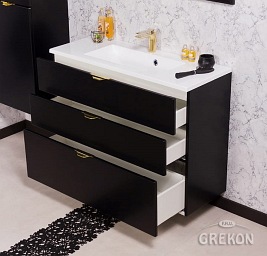 Czarna matowa szafka łazienkowa z umywalką 100/3 cm Victa Gante