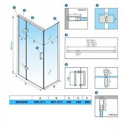 Kabina prysznicowa 90x90 kwadratowa drzwi uchylne KZ01C