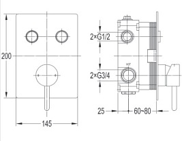 Bateria podtynkowa, 2 wyjściowa Y1235 GC GoClick Omnires