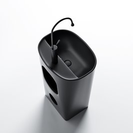 Umywalka wolnostojąca ceramiczna owalna czarny mat 49x37x83 cm CLARO-MTB-490