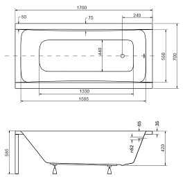 Wanna prostokątna 170 cm Optima Besco