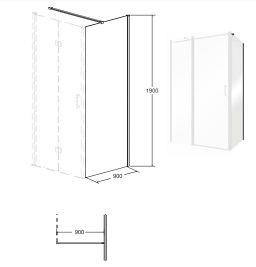 Kabina prysznicowa drzwi uchylne 100x90 cm Exo-C Black Besco