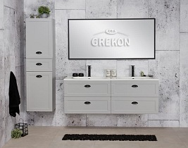 Szafka łazienkowa szara wisząca z umywalką 140/45/4 Grend