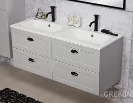Szafka łazienkowa szara wisząca z umywalką 120/45/4 Grend